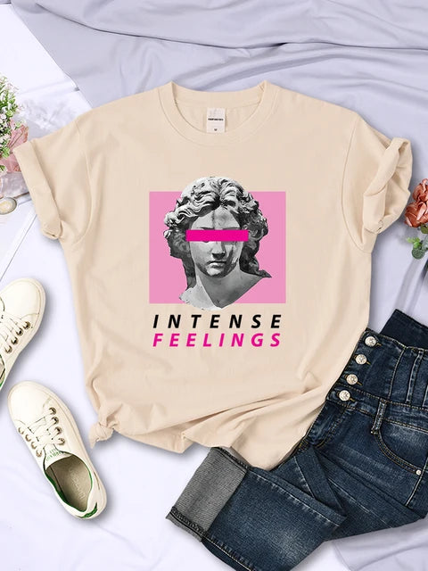 Intense Feelings Funny T-shirts Clothing Summer Breathable Tee Clothing Hip Hop Personality Tshirt