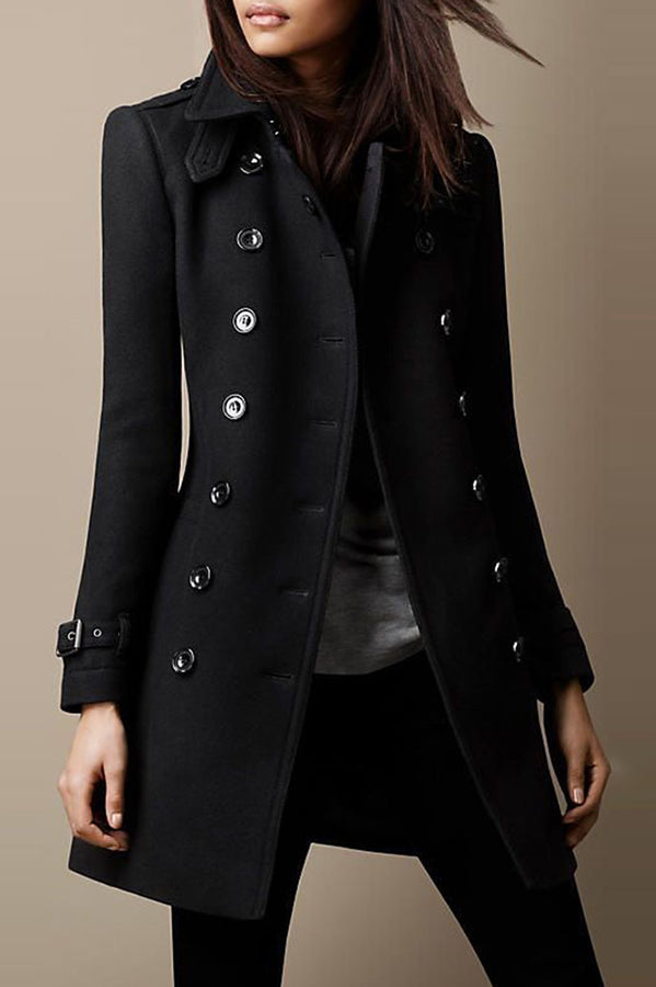 Lapel Long Sleeve Button Coat