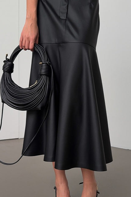 High-waist Black Pu Skirt