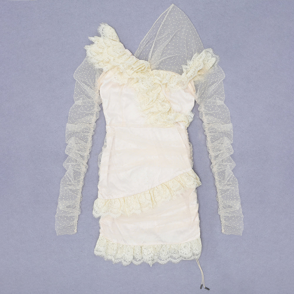 Off Shoulder Asymmetrical Frill Mini Dress Pp19409