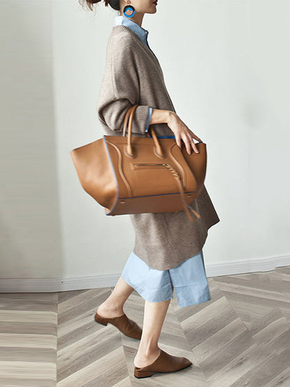 Stylish Loose Camel V-neck Long Sleeve Sweater Dress Qx006