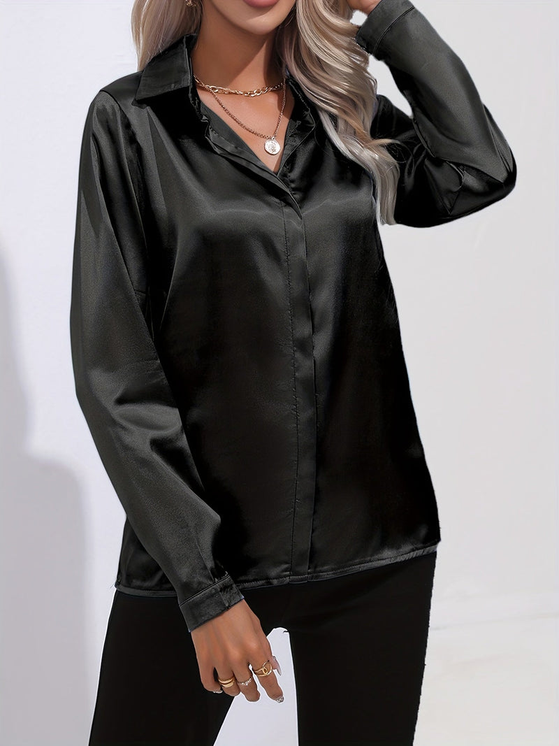 Sarah | ’s Button Down Long Sleeve Satin Blouses