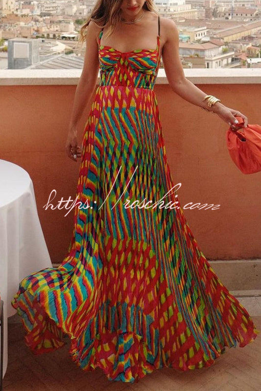 Jamila Unique Printed Backless High Rise Suspender Maxi Dress