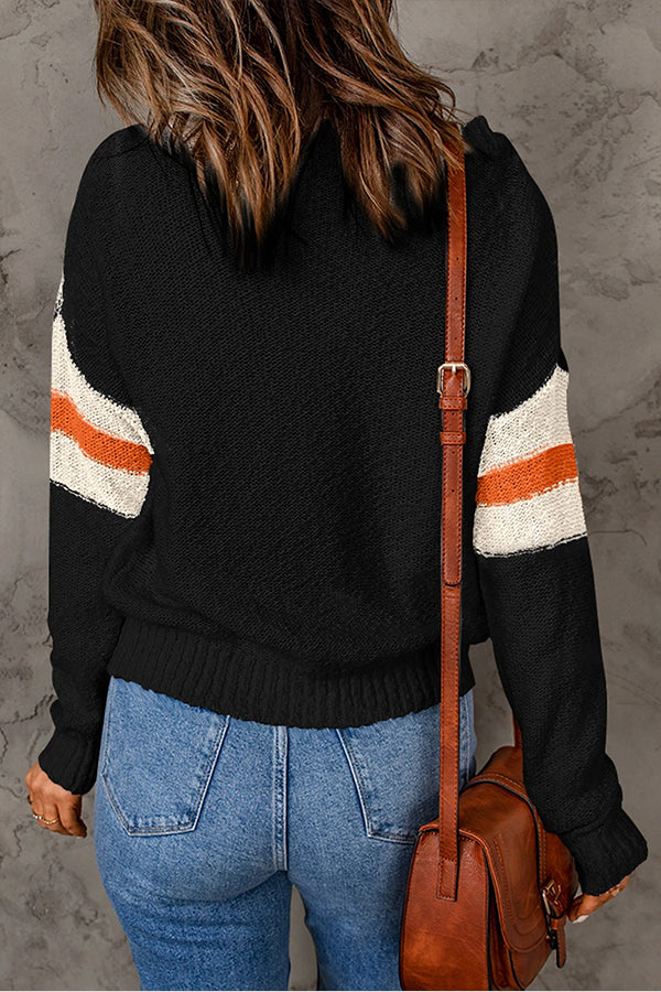 Chevron Drop Shoulder Knit Sweater