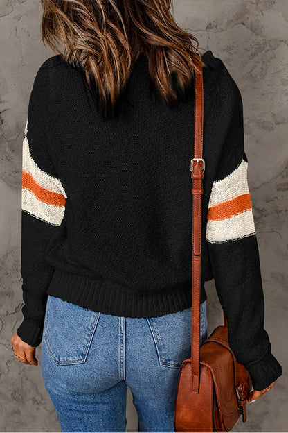 Chevron Drop Shoulder Knit Sweater