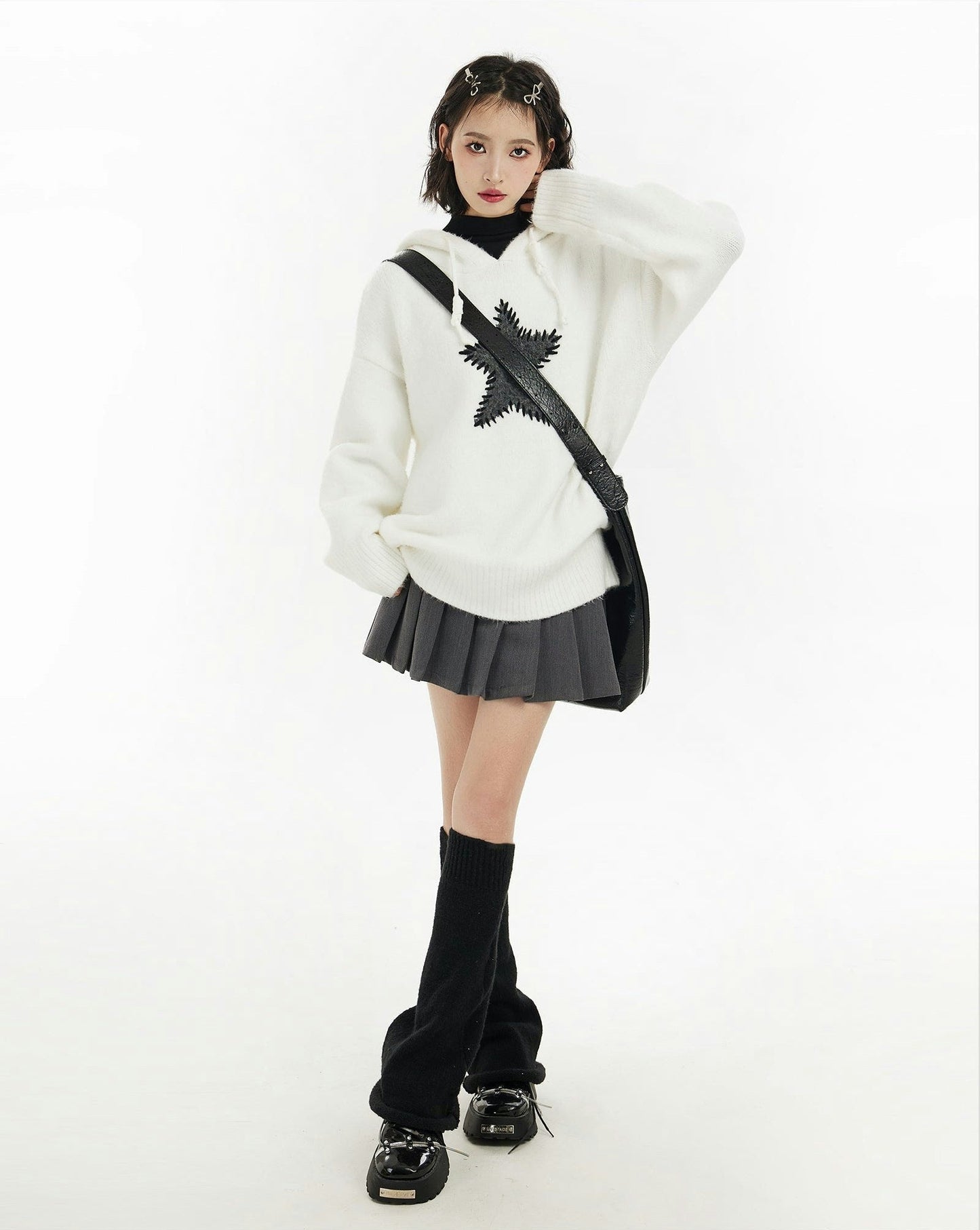 Oversized Star Patch Knit Sweater