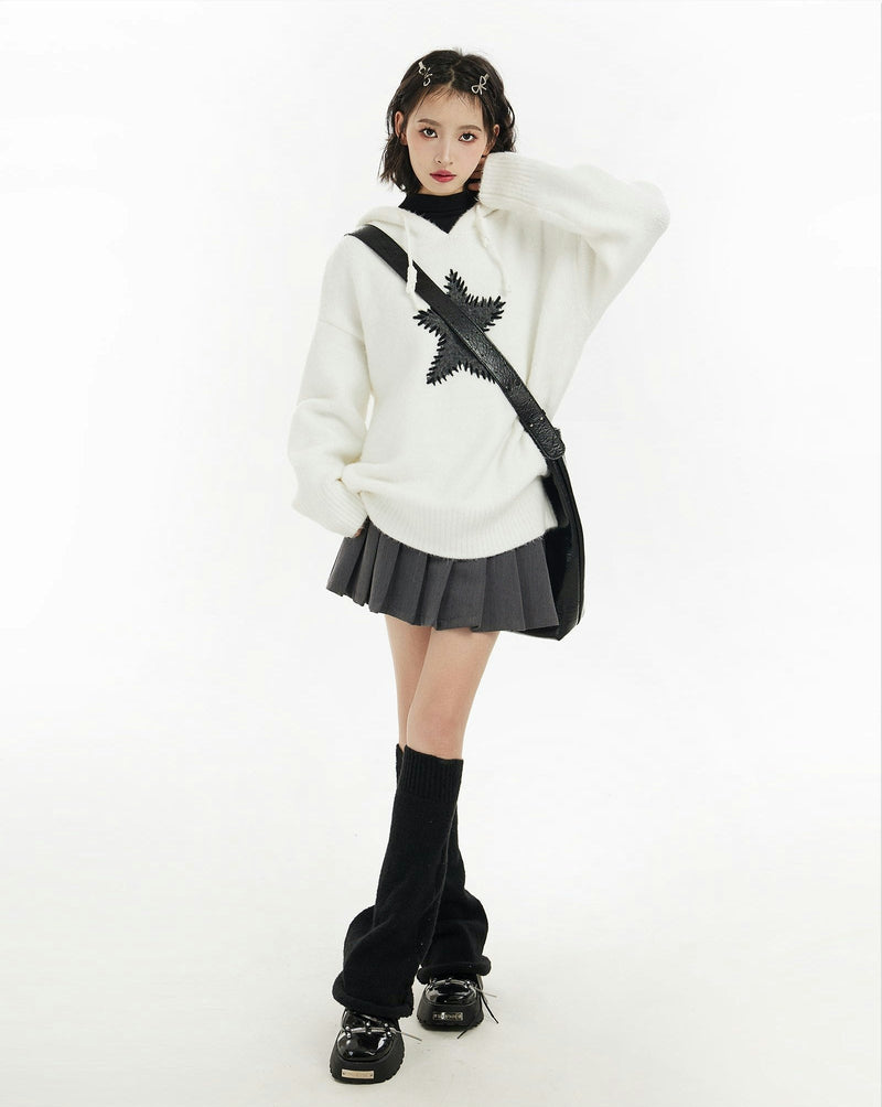 Oversized Star Patch Knit Sweater