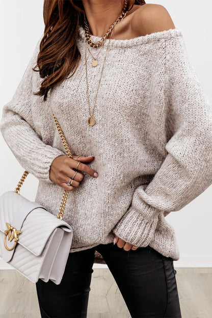 Ribbed Knitted Oversized Pullover Sweater