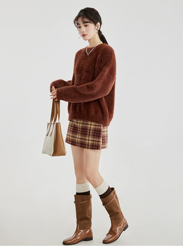 Fuzzy Round Neck Sweater