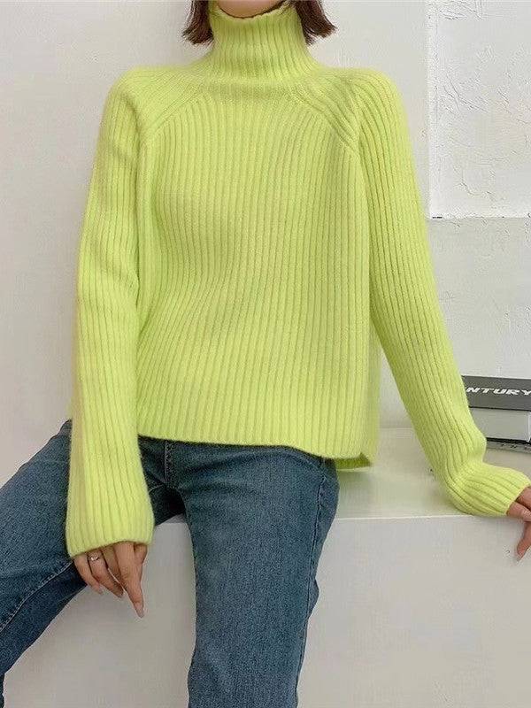 Pink High-neck Long Sleeve Knit Sweater An1058