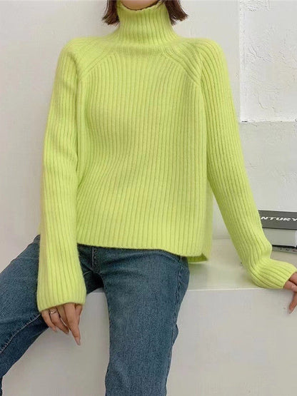 Pink High-neck Long Sleeve Knit Sweater An1058