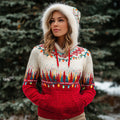 Comstylish Christmas Lights & Christmas Tree Design Women's Hooded Icelandic Sweater