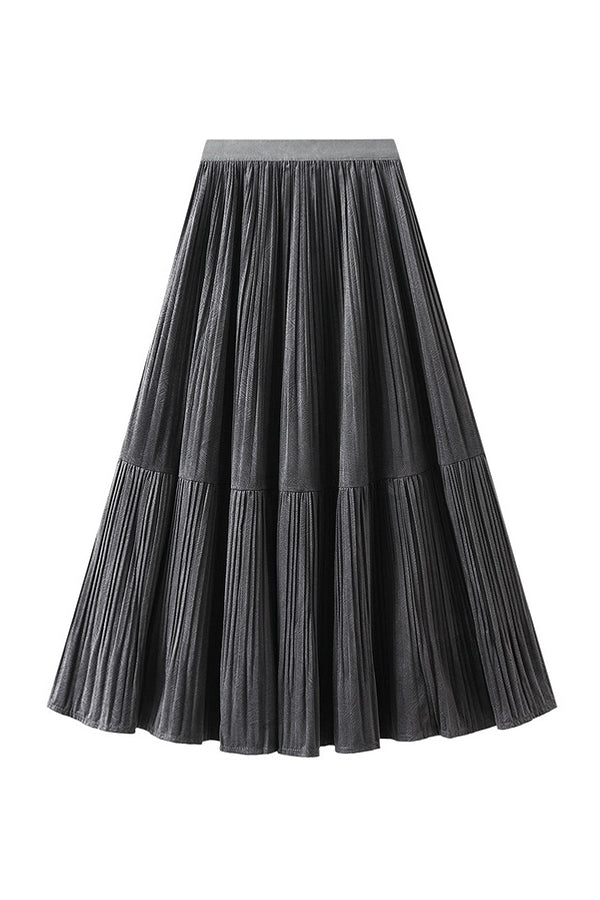 Velvet Pleated Skirt