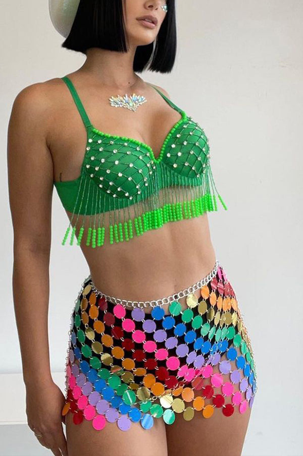 Sparkling Sequined Hollow Skirt