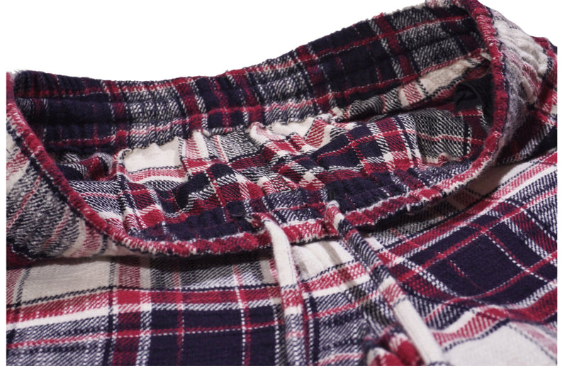 Red Plaid Wide-leg Floor-length Pants