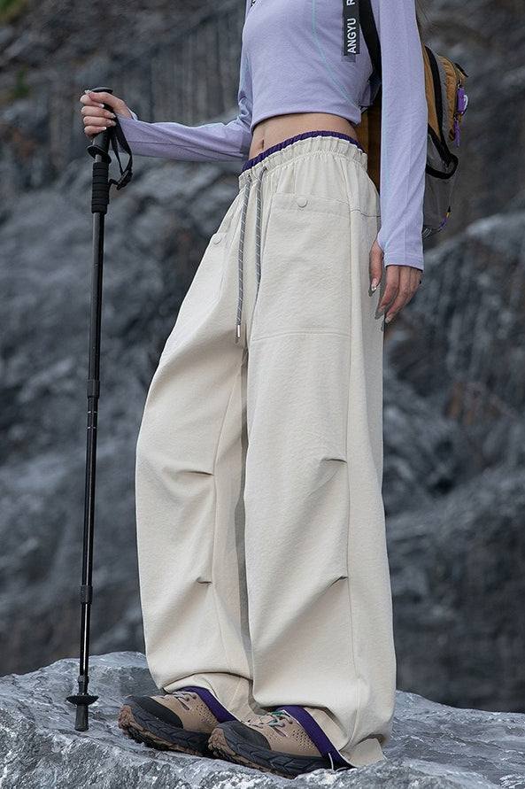Colorful Quick Dry Cargo Wide Leg Cuffed Pants