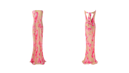 Ruched Strapless Tie Maxi Dress