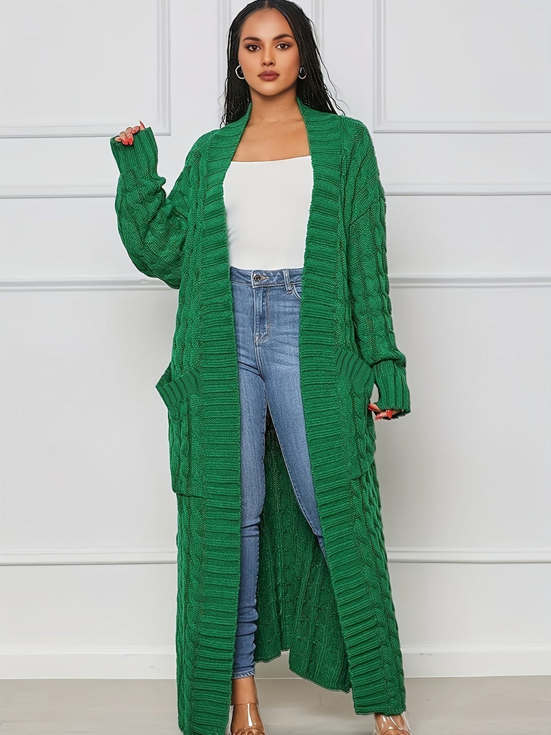 Long Length Cable Knit Cardigan Tf8521