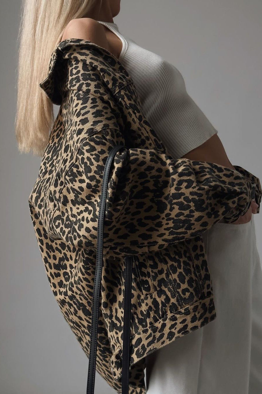 Leopard Print Denim Blouse