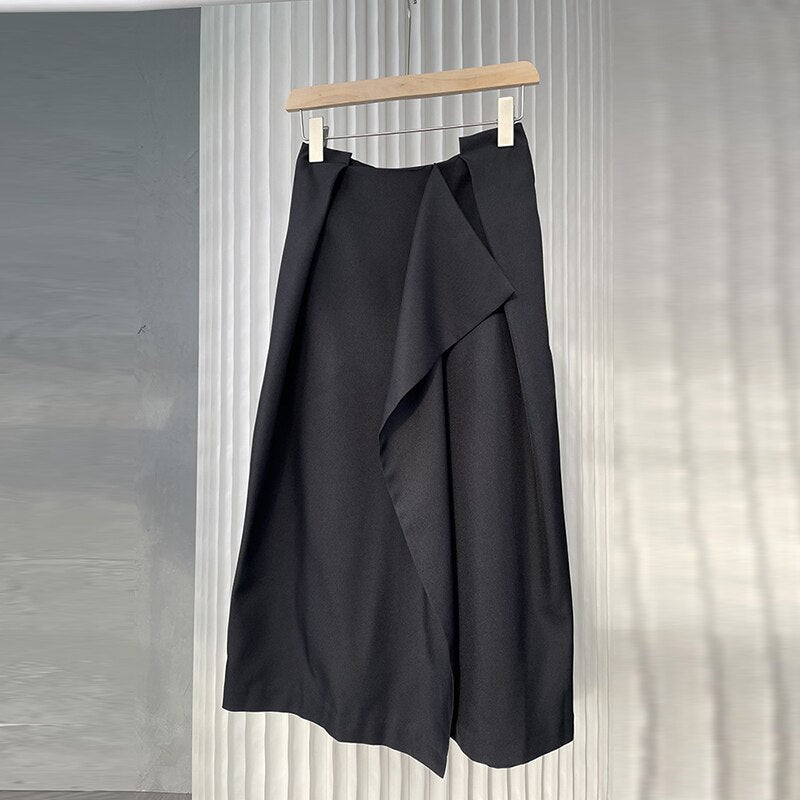 4.29modern Royal Blue Irregular Pleated Patchwork Skirt
