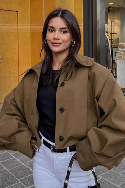 Pleated Detail Short Coat