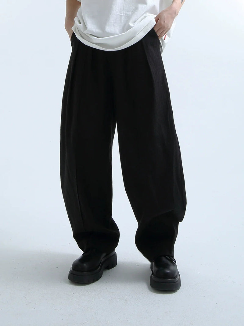 Texture-print Wide Leg Corduroy Pants