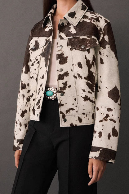 Asymmetrical Print Short Coat