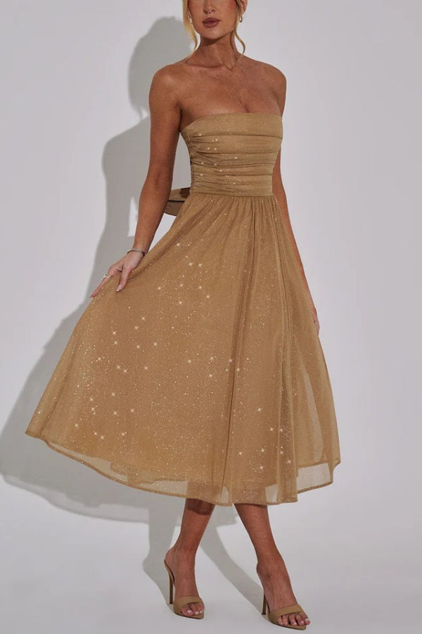 Off-shoulder Backless Bow Maxi Dress