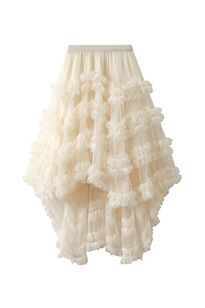 Candy Color Elastic Waist Mesh Skirt