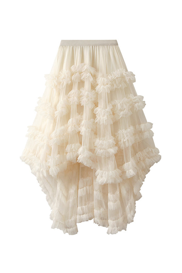 Candy Color Elastic Waist Mesh Skirt