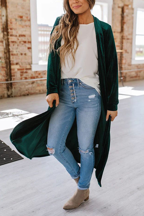 Velvet Cardigan Without Buttons