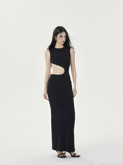 Black Cutout Sleeveless Maxi Dress