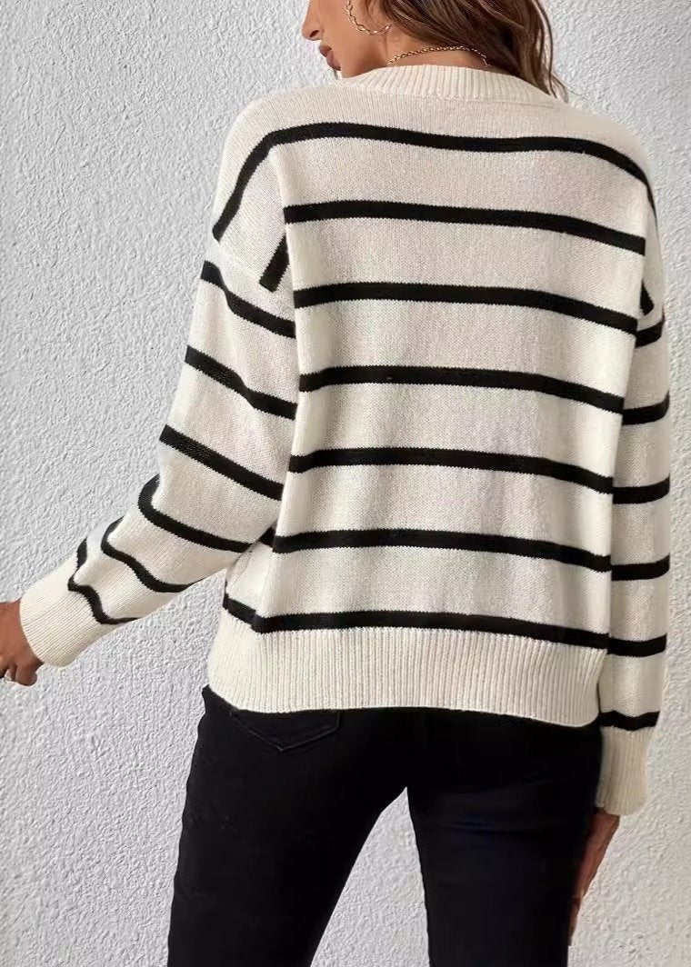 Classic Striped V-neck Sweater