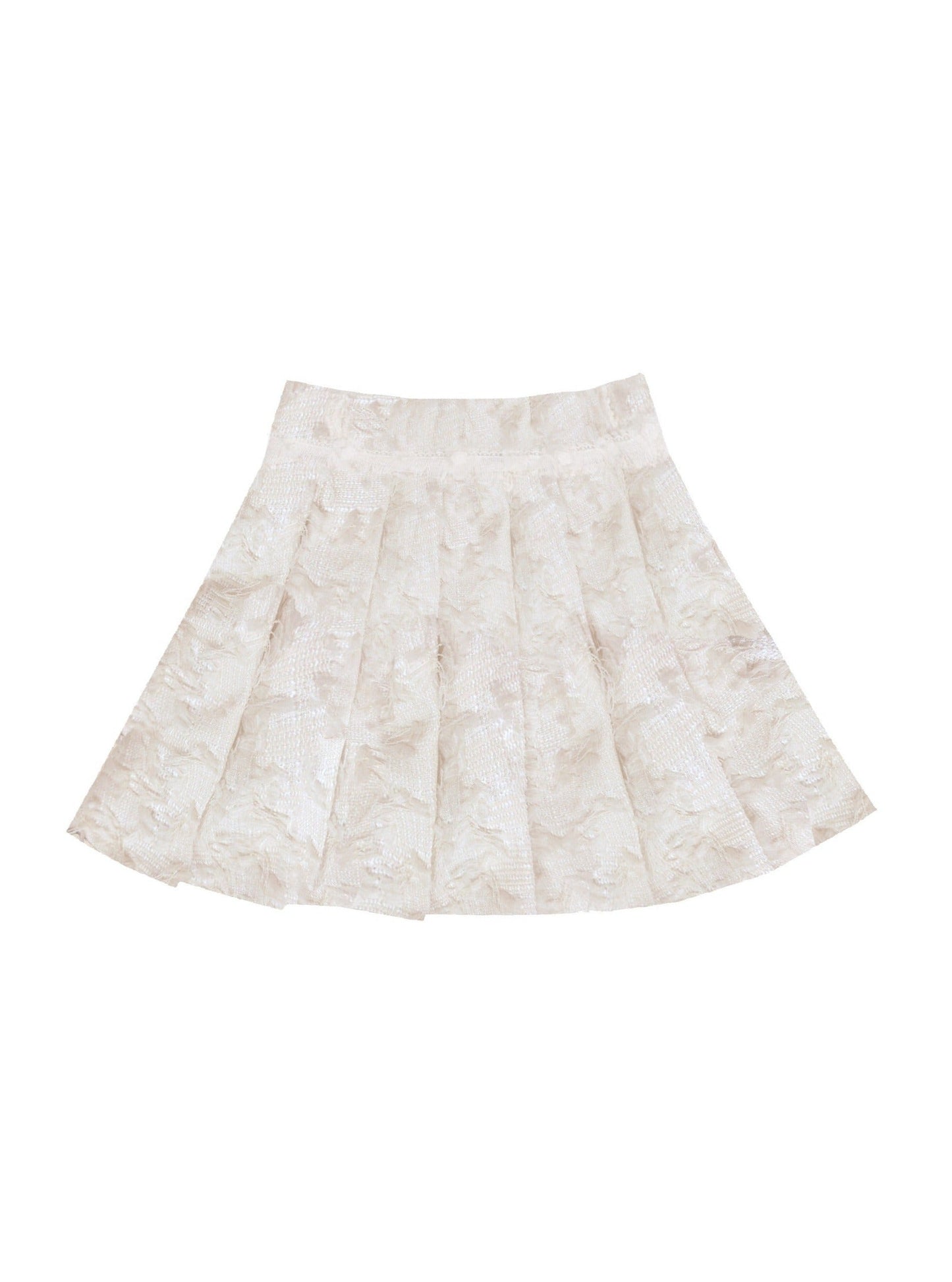Ethereal Bloom Winter Set: Puffer Jacket and Pleated Lace Skirt