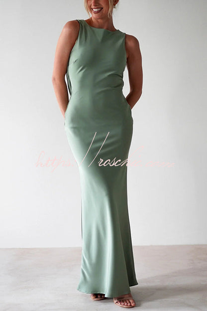 Color Backless Lace-up Slim Maxi Dress