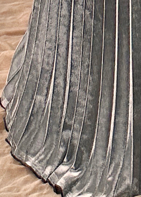 Elastic Silvery Spring a Waist Line Skirt