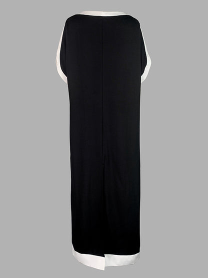 Batwing Sleeves Loose Split-joint Boat Neck Maxi Dresses