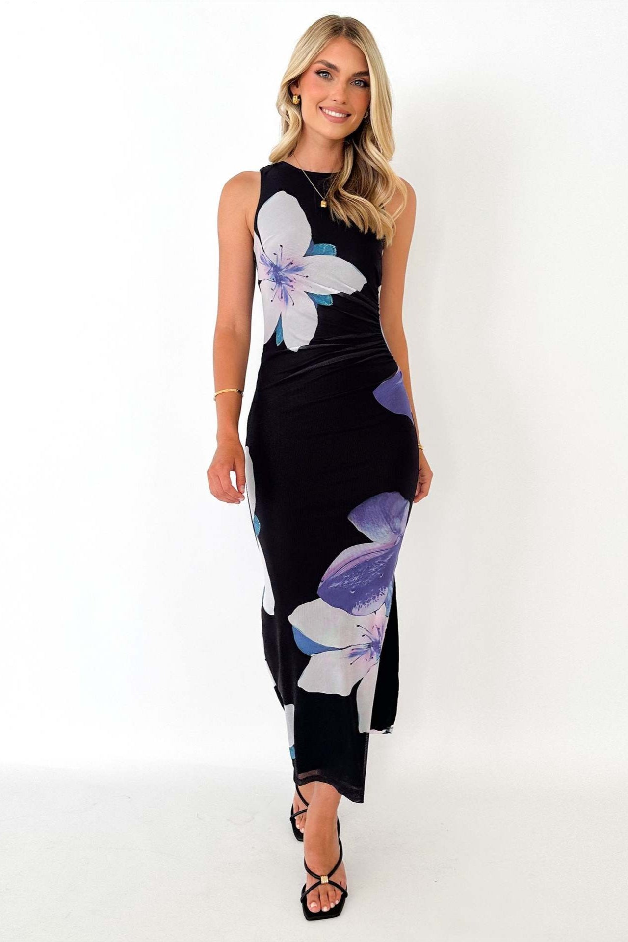 Print Waist Slimming Maxi Dress