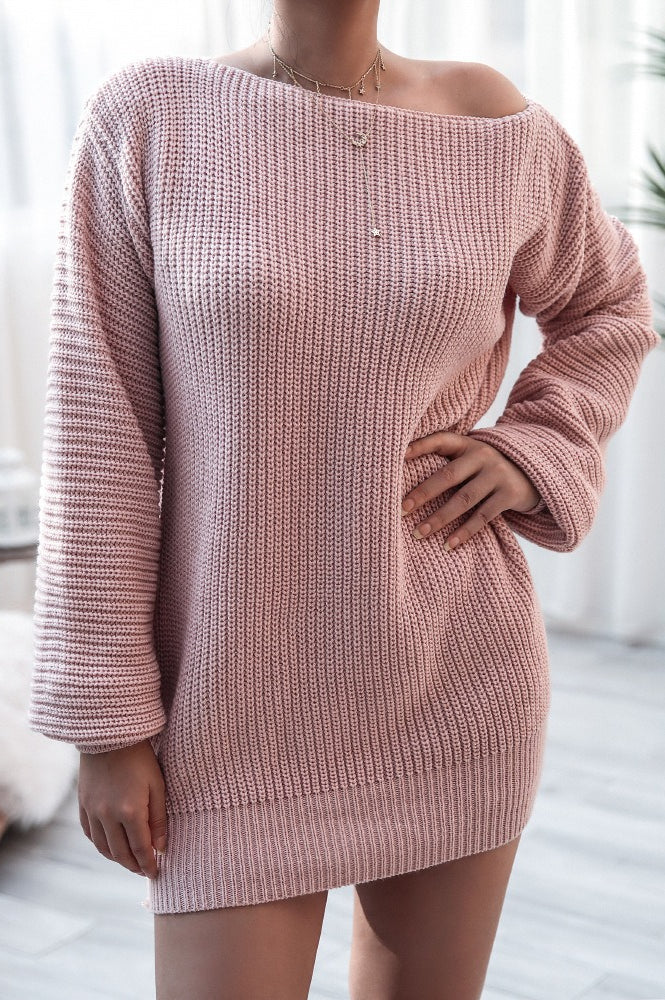 Knit Off Shoulder Sweater Dress