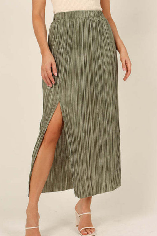 Slit Slimming Mid Waist Pack Hip Mid Skirt