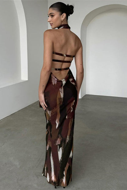 Strapless Print Bodycon Maxi Dress