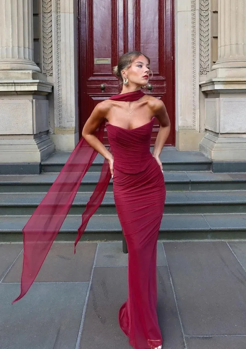 Aniyah | Strapless Bodycon Maxi Dress