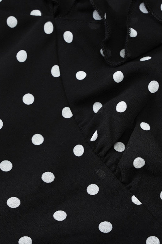 Polka Dot V-neck Mesh Bodycon Mini Dress