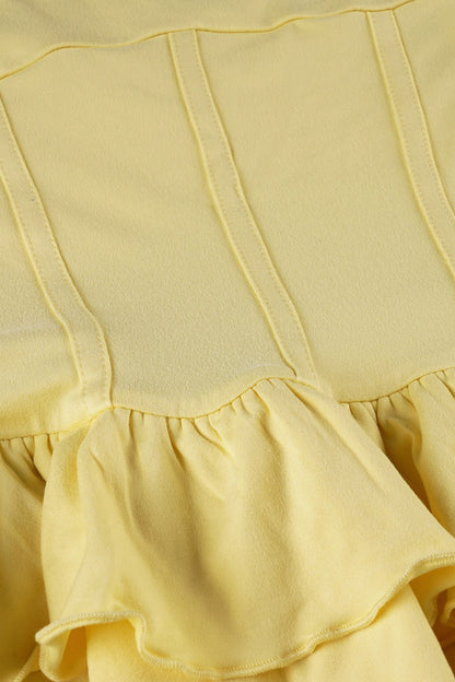 Color Halter Waist-tie Puff Mini Dress
