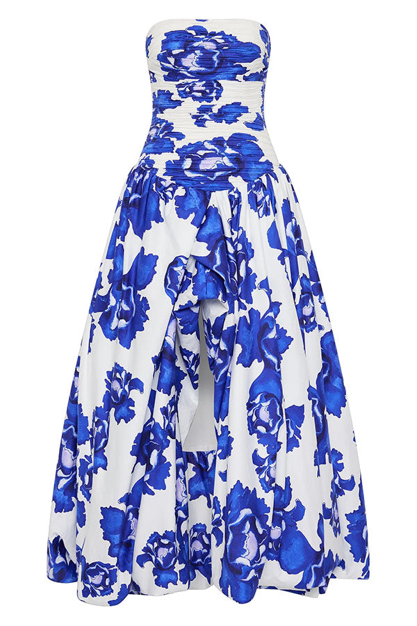 Perfect Moment Off Shoulder Ruched Bodice Drape Bubble Hem Maxi Dress
