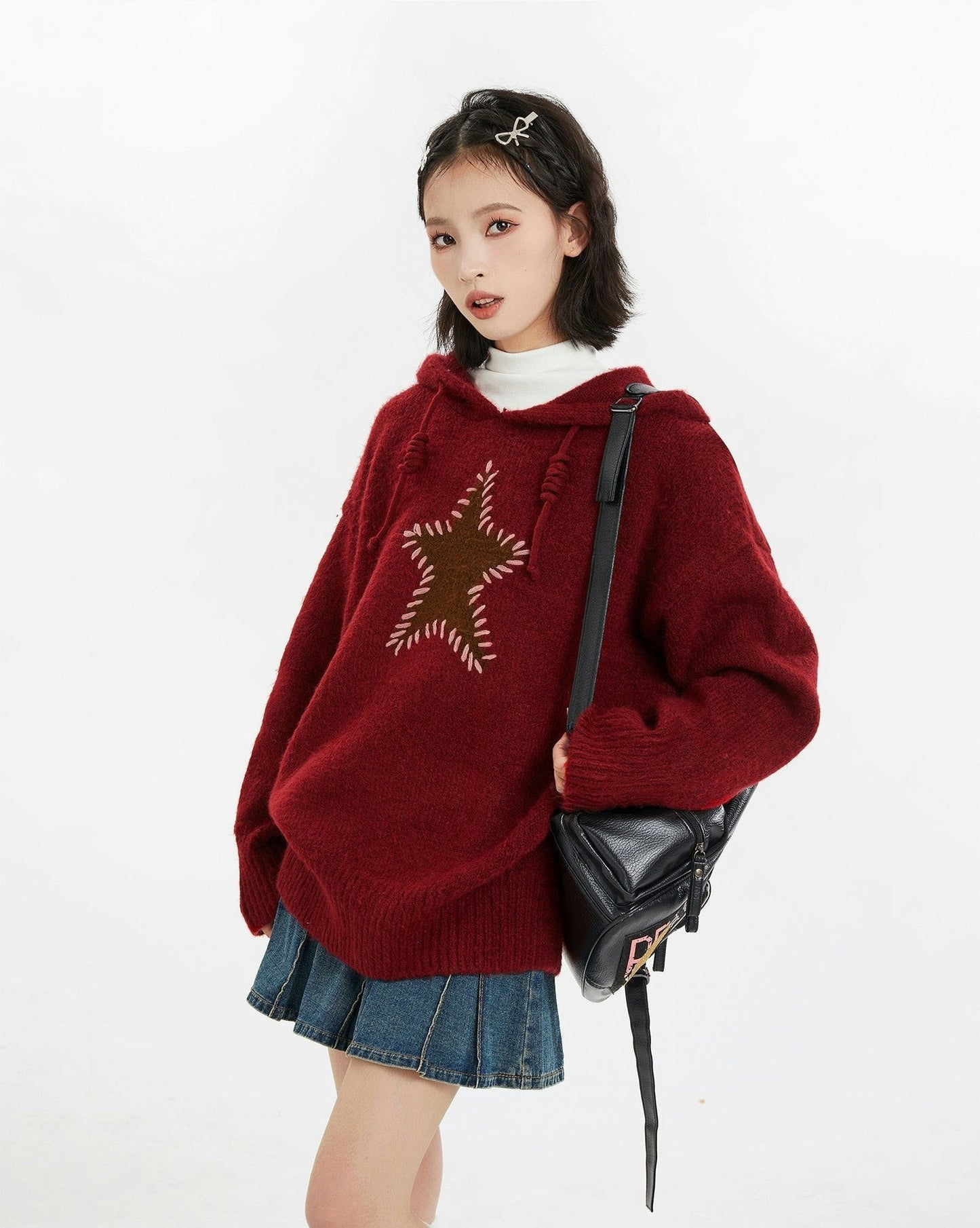 Oversized Star Patch Knit Sweater