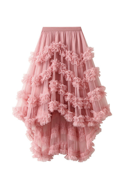 Candy Color Elastic Waist Mesh Skirt