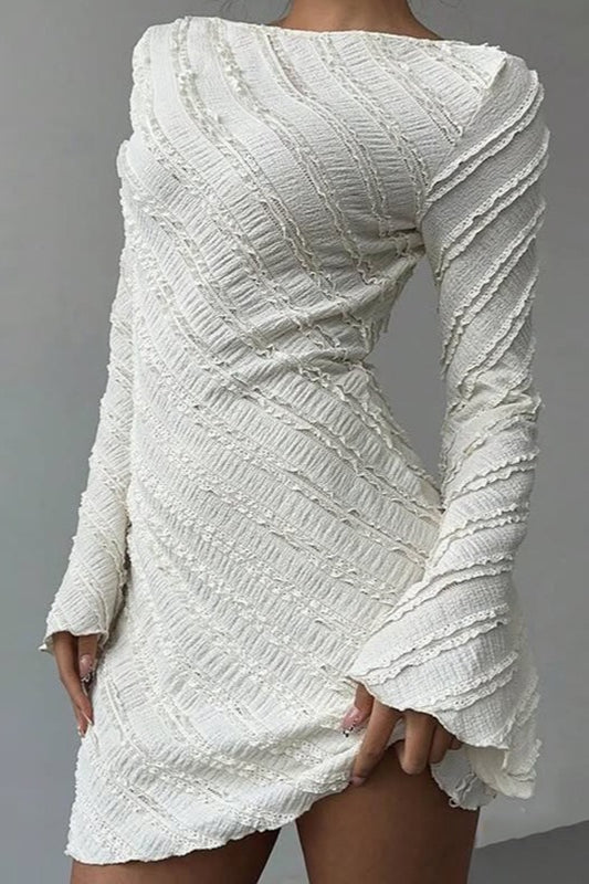 Boat Neck Backless A-line Sweater Dress