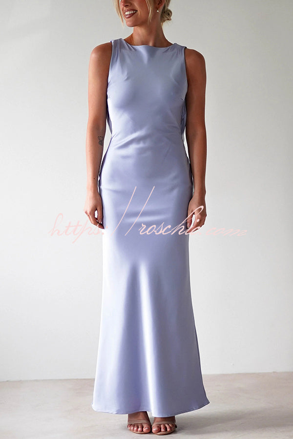 Color Backless Lace-up Slim Maxi Dress