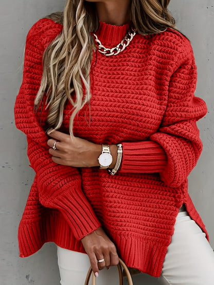 Mock Neck Chunky Knit Sweater Ey8521